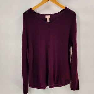 Chico's Sweater Size Large Purple  Middle Seam Long Sleevev Neck  Chico's Size 2